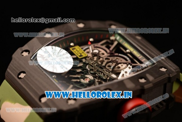 Richard Mille RM35-01 Japanese Miyota 9015 Automatic Carbon Fiber Case Skeleton Dial With Dots Markers Camouflage Rubber Strap - 1:1 Original( KV) - Click Image to Close